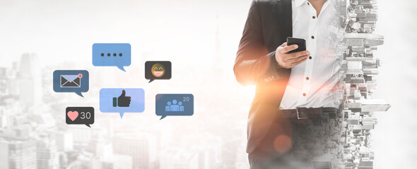 A collection of social media notifications representing user engagement. These alerts for likes,...