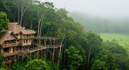 Eco-friendly Treehouse Hotel Surrounded by Lush Green Forest Canopy