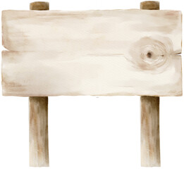 Watercolor old wooden sign plank clip art