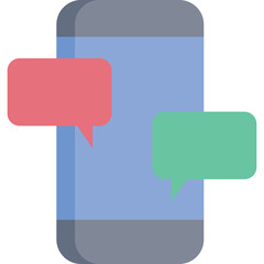 Modern Mobile Phone Displaying Speech Bubbles For Communication On Transparent Background