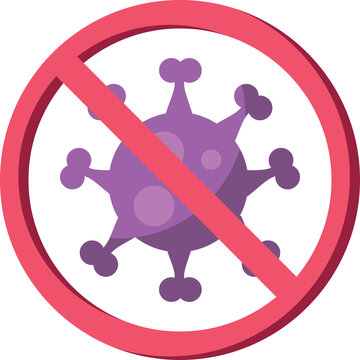 Purple Virus Icon With A Red Prohibition Sign On Transparent Background Symbolizing No Virus Or Stop Virus Icon And Health Care Concept