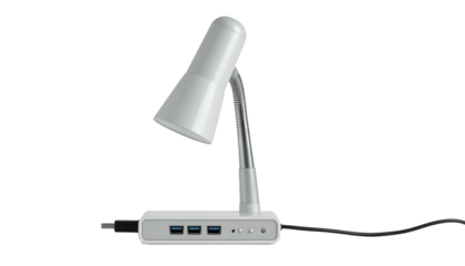 White desk lamp with USB ports