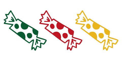 Hand drawn doodle Christmas candy set in simple festive style. Vector isolated illustration on white background