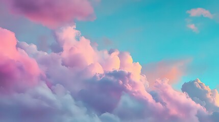 Vibrant Pink and Blue Cloudscape with Soft Lighting and Atmospheric Perspective