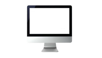 Sleek, modern desktop computer with blank white screen display