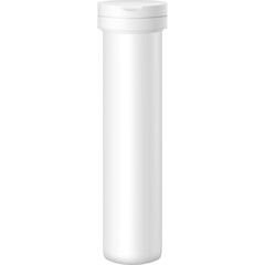 Realistic 3D Pharmaceutical Packaging Tube with White Cap and Cylindrical Body on a Transparent Background