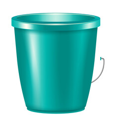 Realistic Teal Bucket With Handle Isolated On White Background