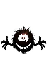 Cartoon monster silhouette with spiky fur and smiling face against a white backdrop