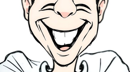 Cartoon illustration of a smiling person with broad grin on white background