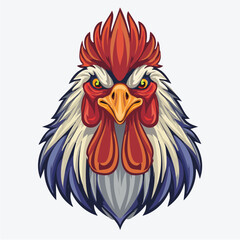 Fierce Rooster Head Mascot Logo Vector
