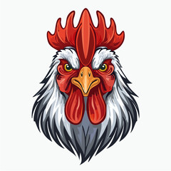 Fierce Rooster Head Vector Mascot Illustration