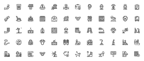 Retirement icon set. Elderly care vector icons. Featring elderly, nurse, cane,pills, wheelchair, money, alendar, gardening, bingo nd more.