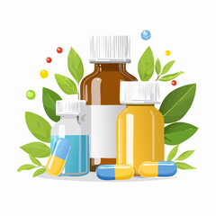 Natural Herbal Medicine and Vitamin Supplements Concept