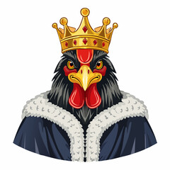 King Rooster in Royal Robe and Golden Crown
