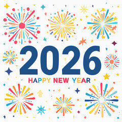 Happy New Year 2026 Festive Fireworks Celebration
