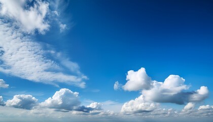 Fototapeta premium Vast Blue Sky Meets Soft White Clouds Creating A Serene Airy Backdrop For Your Next Project