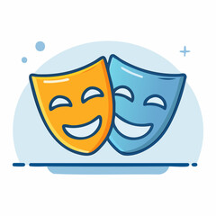 Comedy and Tragedy Masks Theater Symbolism in Orange and White.