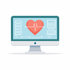 Computer Monitor Displaying Heart Rate and Medical Data.