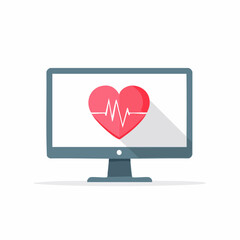 Computer Monitor Displaying Heart Rate Medical Technology Concept.