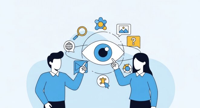 Business team interacting with a futuristic visual data analysis interface.