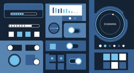 Collection of Digital Control Panel and Dashboard UI Components.