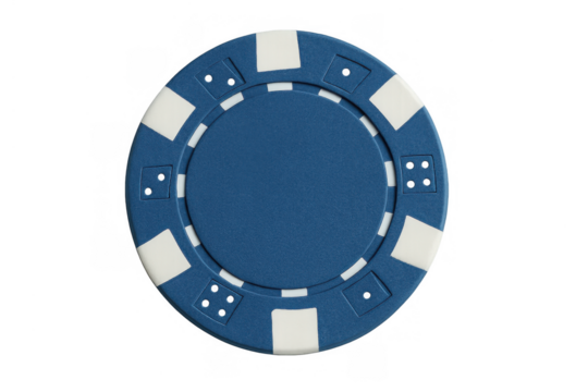 Blue poker chip symbolizing gambling, betting, and casino games, token for risk and winning strategies