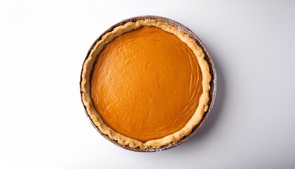 Top View Of Pumpkin Pie Isolated In White Background