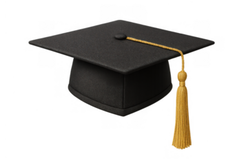 Graduation cap with a golden tassel, symbolizing academic achievement, education, success, and ceremony