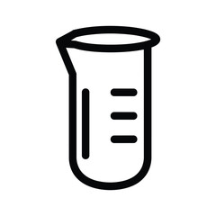Laboratory beaker icon with measurement lines, isolated on