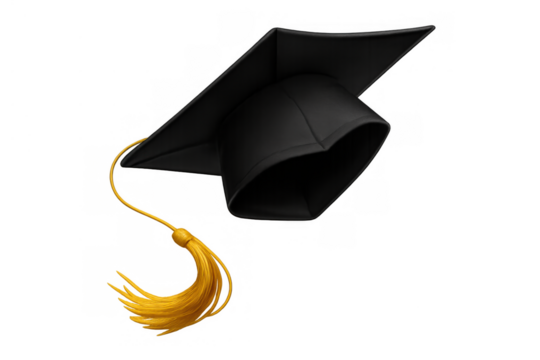 Graduation cap mortarboard on transparent background symbolizing academic achievement, education, and success