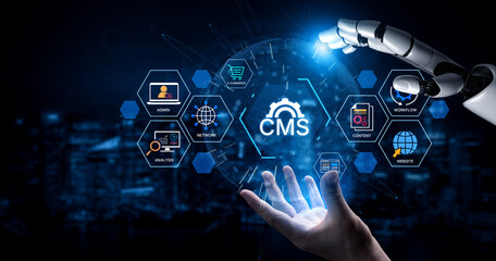 An AI assistant powers a smart Content Management System (CMS). This automated platform optimizes the digital content workflow, website administration, and e-commerce functions. Fermion