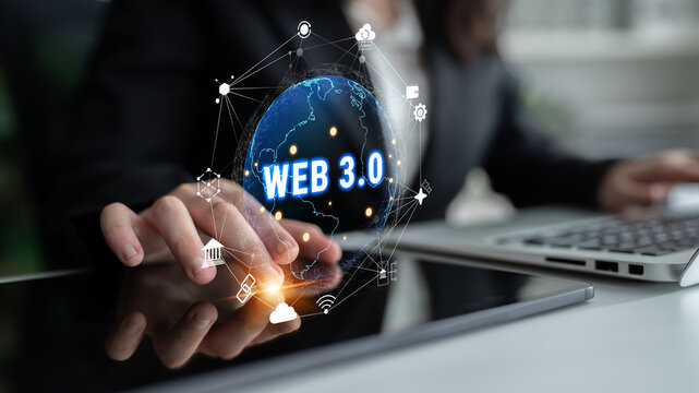 The interconnected global ecosystem of Web 3.0 technology. A worldwide network connecting blockchain, DeFi, NFT, and other decentralized services. Motif