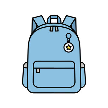 Cute Blue School Backpack Cartoon Illustration