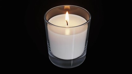 Solemn and peaceful scene of a single burning candle in a glass, its flickering light offering comfort and hope in the darkness of remembrance