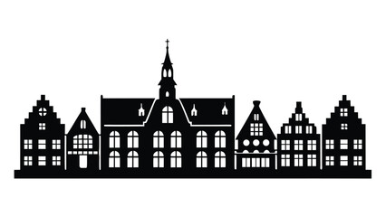 Fototapeta premium A silhouette of various buildings against a plain white background