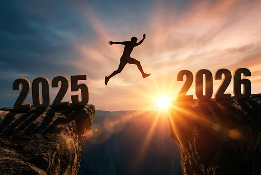 Golden 2026 happy new year clock and festive background