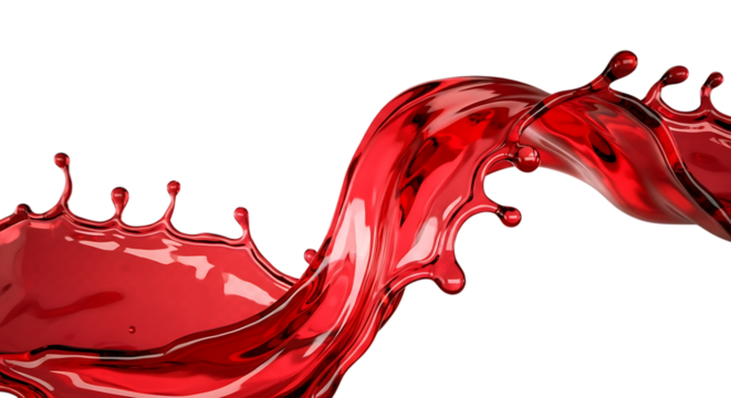 Red liquid splash with dynamic wave on a black background studio shot