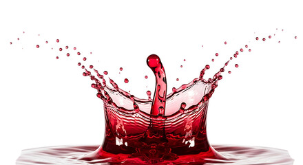 Dramatic red liquid splash creates crown effect on a black background