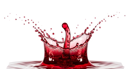 Dramatic red liquid splash creates crown effect on a black background