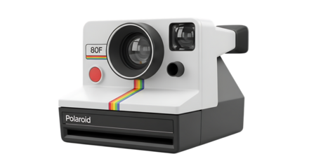 Vintage instant camera nostalgia white and black photography equipment studio shot