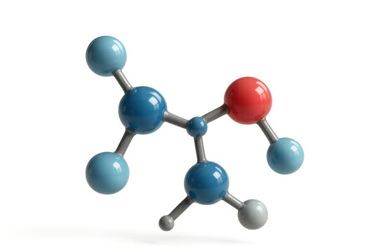 Molecular model representing science, chemistry and education, showing the structure of an atom on a transparent background