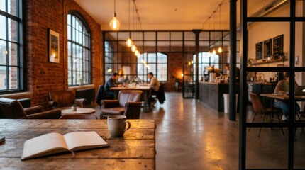 Cozy Modern Café Interior with Natural Light