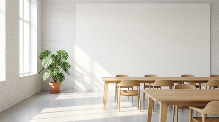 Minimalist Bright Room with Wooden Furniture and Natural Light