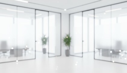 Modern Minimalist Office with Natural Light and Greenery