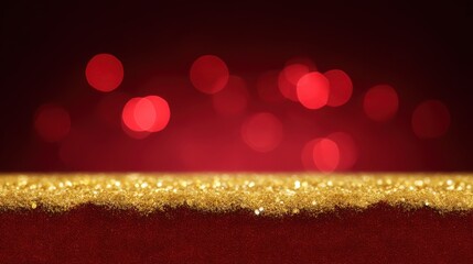 Elegant red background with golden glitter, creating a glamorous and festive atmosphere, ideal for celebrations and holiday-themed designs and events