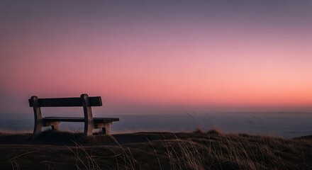 Solitude Bench Serene Sunset View over the Ocean