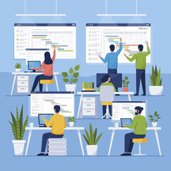 Team Collaboration on Project Management with Gantt Charts.