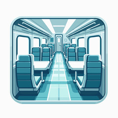 Interior view of a train carriage with seating designed for comfort and travel