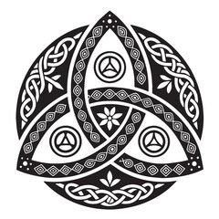 Black celtic mythology Silhouette Vector, High Quality Illustration on White Background