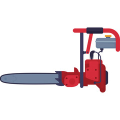 Red Chainsaw Tool With Silver Blade And Black Handle On A Transparent Background